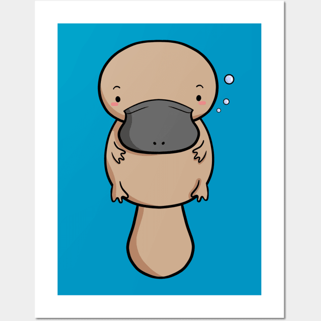 Platypus Cute Australian Animal Illustration Wall Art by fizzyllama